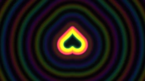 Colorful heart shape with concentric patterns in dark Stock Footage 338017672