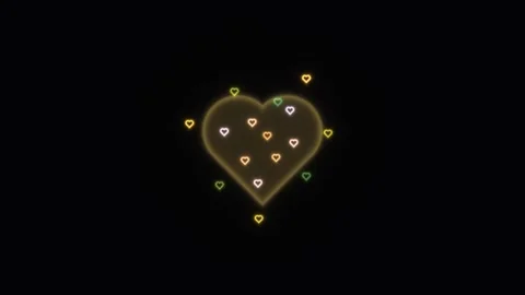 Colorful heart shape with glowing elements in a dark Stock Footage 339329806