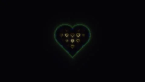 Colorful heart shape made of small lights on dark Stock Footage 338164815
