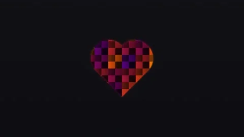 Colorful heart shape in pixel pattern on black background Stock Footage 339323934