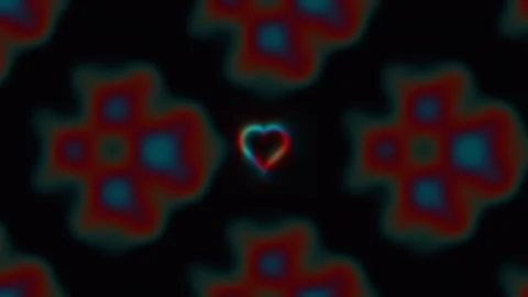 Colorful heart shape surrounded by abstract patterns in Stock Footage 338227123