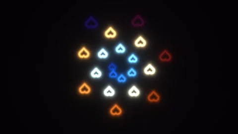 Colorful heart shapes arranged in a pattern on dark Stock Footage 337959291