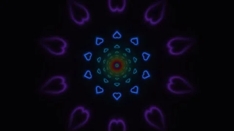 Colorful heart shapes in a circular pattern on a dark Stock Footage 338330752