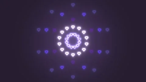 Colorful heart shapes create a pattern in a dark space Stock Footage 339327613