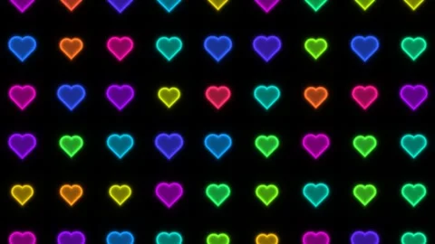 Colorful heart shapes on a dark background for vibrant Stock Footage 337963005