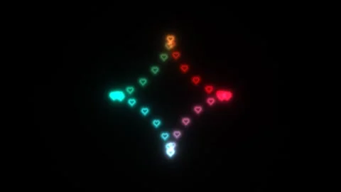 Colorful heart shapes in a diamond pattern with glowing Stock Footage 338288813