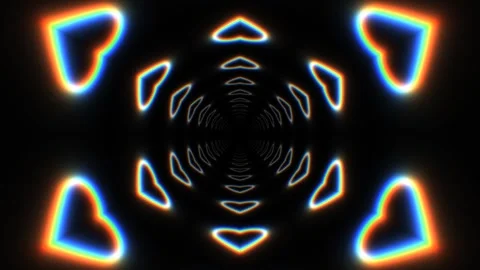 Colorful heart shapes form a pattern in a dark space Stock Footage 338293435