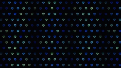 Colorful heart shapes forming a pattern on a dark Stock Footage 338230682