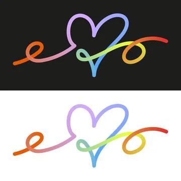 Colorful heart shapes in gradient. Vector love icons. Thickness is easily e.. Stock Illustration