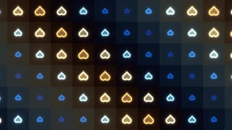 Colorful heart shapes in a grid pattern with light effects Stock Footage 337962931