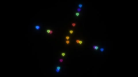 Colorful heart shapes in a grid pattern against a black Stock Footage 338876368
