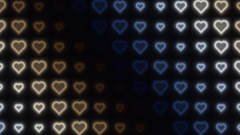 Colorful heart shapes in a pattern on dark background Stock Footage 338180887