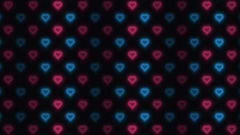 Colorful heart shapes in a pattern on a dark background Stock Footage 338316492