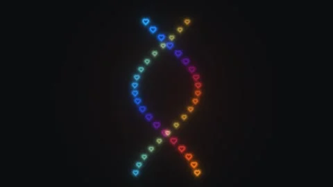 Colorful heart shapes in a spiral pattern on a dark Stock Footage 339303532