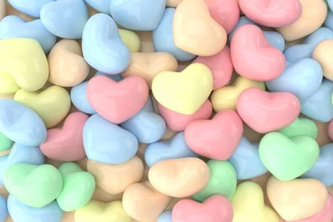 Colorful hearts background. 3D rendering. Stock Illustration