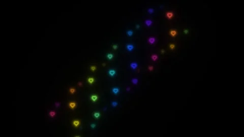 Colorful hearts on black background create a vibrant Stock Footage 338317545