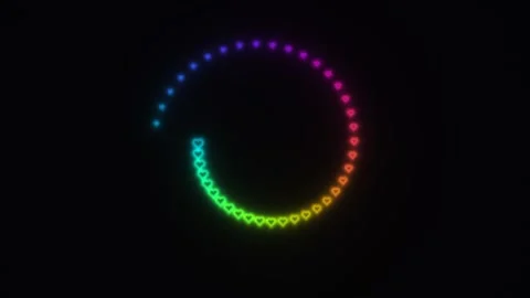 Colorful hearts in a circular pattern on a dark background Stock Footage 338304133