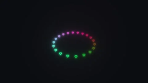 Colorful hearts in a circular pattern with a dark Stock Footage 339349923