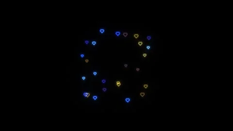 Colorful hearts in a circular pattern on a dark background Stock Footage 339354623