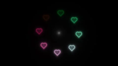 Colorful hearts in a circular pattern with glowing effects Stock Footage 338038282