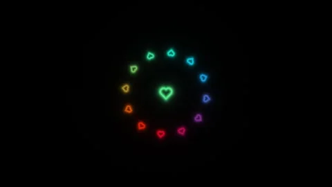 Colorful hearts in a circular pattern with glowing effect Stock Footage 338226797