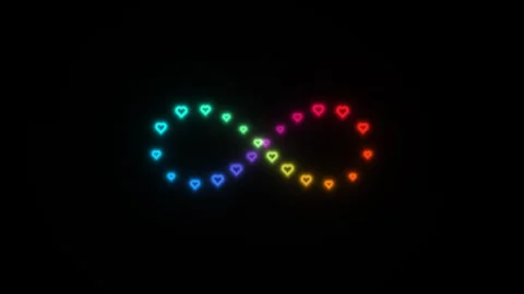 Colorful hearts create infinity shape in dark background Stock Footage 339324294