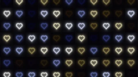 Colorful hearts create a pattern on a dark background Stock Footage 338202417