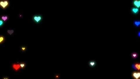 Colorful hearts float in black space forming a sparkling heart shape Video stock 337523740
