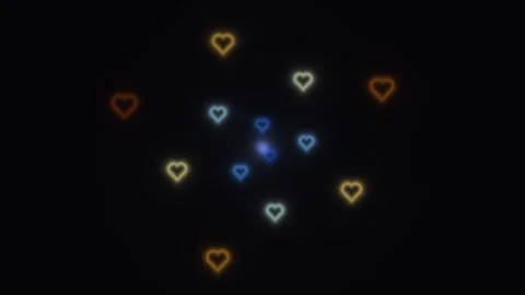 Colorful hearts floating in a dark background create a Stock Footage 338277006