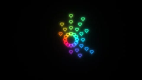 Colorful hearts form a pattern in a dark setting Stock Footage 338204127