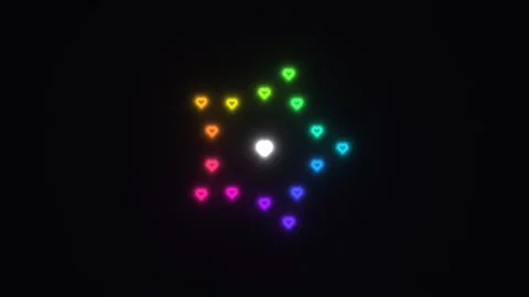 Colorful hearts form a pattern on a dark background Stock Footage 338232551