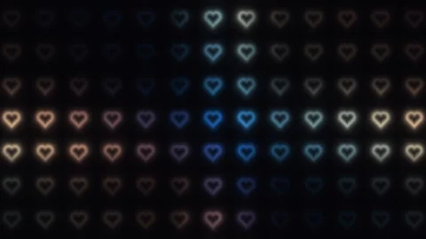 Colorful hearts form a pattern on a dark background Stock Footage 338237069