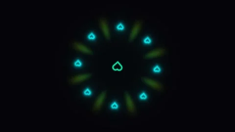 Colorful hearts forming a circular pattern with glowing Stock Footage 338301606
