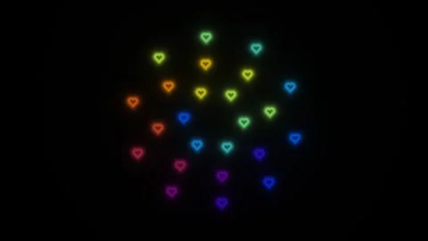 Colorful hearts glowing in a dark background Stock Footage 338317157