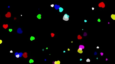 Colorful hearts motion graphics with plain black background Stock Footage 332125877