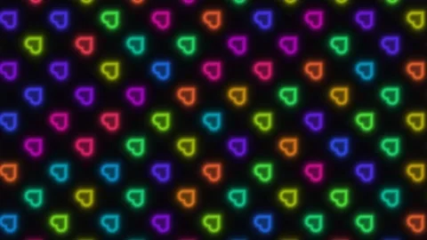 Colorful hearts pattern on dark background for celebrations Stock Footage 338064903