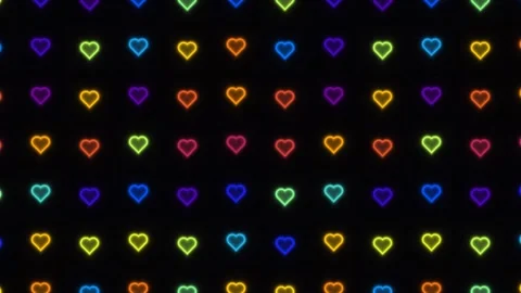 Colorful hearts pattern on a dark background with vibrant Stock Footage 338293951