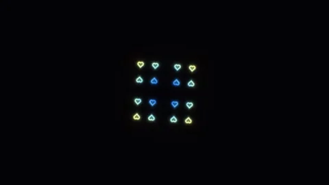 Colorful hearts pattern on a dark background with bright Stock Footage 338301431