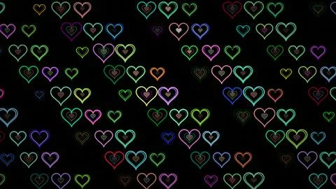 Colorful hearts pattern on a dark background for design work Illustrazione stock