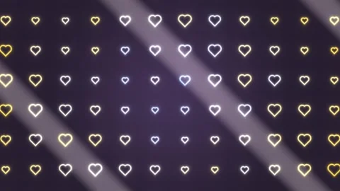 Colorful hearts pattern with light effects on a dark Stock Footage 339336924