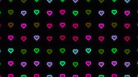 Colorful hearts pattern lights shining on dark background 库存影片 338179269