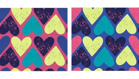 Colorful hearts pattern with texture Stock Illustration