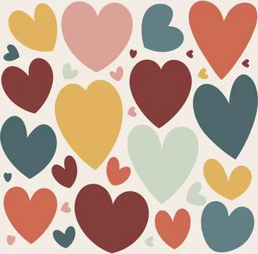Colorful hearts pattern Vector art for background. Stock Illustration
