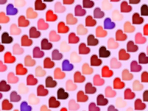 Colorful Hearts Pattern On A White Background Stock Illustration