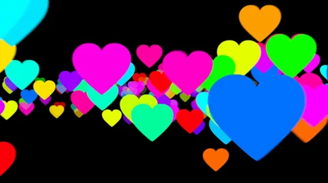 Colorful hearts psychedelic background vj loop 1 Stock Footage 34643873
