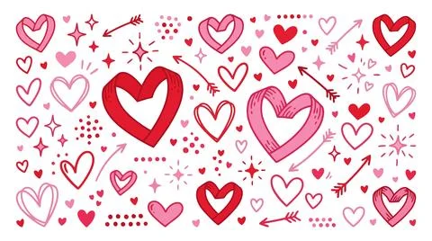 Colorful hearts scattered design pattern 스톡 일러스트
