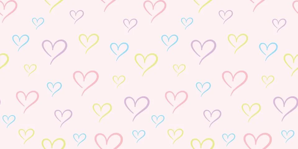 Colorful hearts seamless repeat pattern vector background. Illustrazione stock