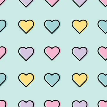 Colorful hearts seamless repeat pattern vector. Illustrazione stock