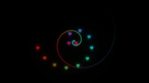 Colorful hearts in a spiral pattern on a dark background Stock Footage 338229533