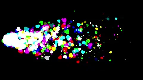 Colorful hearts stream motion graphics with plain black background Stock Footage 338151024